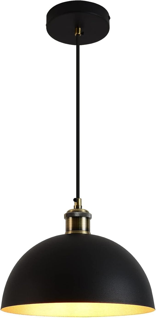 Vintage Industrial Pendant Light 9.84 "Industrial Dome Pendant Light Black and Gold Finish Lighting lamp line Length Pendant light78.74 Kitchen Island, Bedroom, Corridor