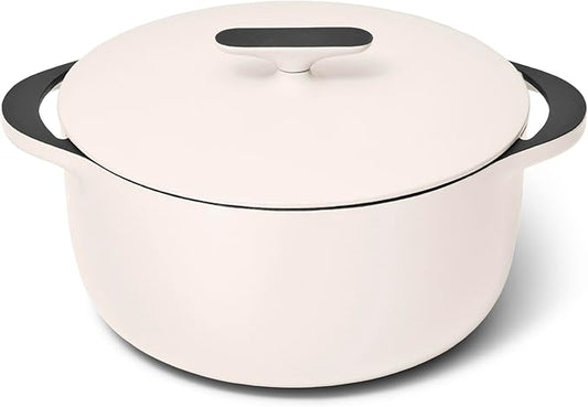 Caraway Enameled Dutch Oven - 6.5 qt Cast Iron Dutch Oven With Lid - 3 Layer Enamel Coating - No Seasoning Required - Compatible With All Stovetops - Oven Safe - No Forever Chemicals - Cream