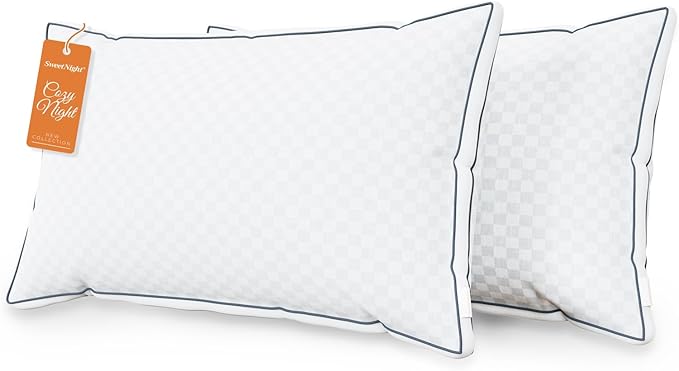 Sweetnight Queen Pillows Set of 2, Hotel Bed Pillows Fluffy Gusseted for Neck and Shoulder, Back Side Sleeper Pillows