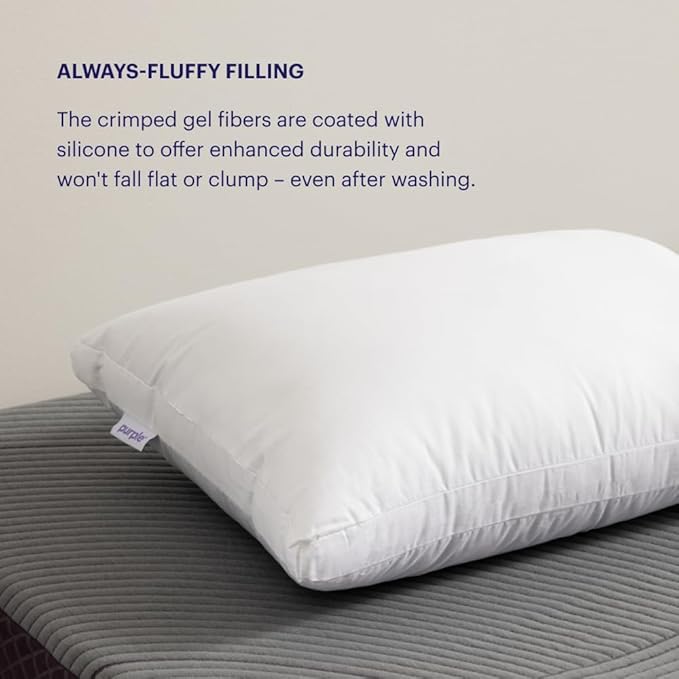 Purple Cloud Pillow - King Size, Hypoallergenic Gel Fiber Fill for Plush, Cloud-Like Comfort - Molds to Support Head & Neck, Won’t Clump or Flatten