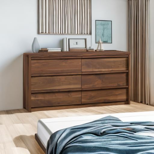 Sauder Harvey Park 6 Drawer Dresser for Bedroom Wooden Dressers & Chest of Drawers, in Grand Walnut
