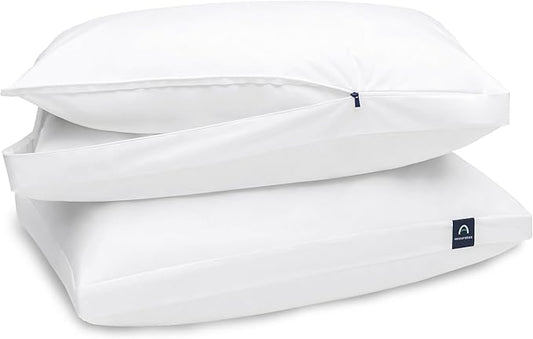 ACCURATEX Fluffy Pillow Cover, 100% Cotton Shell Filled with Down Alternative, Revive Old Flat Pillows, L Shaped Zipper Pillow Protector for King Size Pillow, Removable & Machine Washable