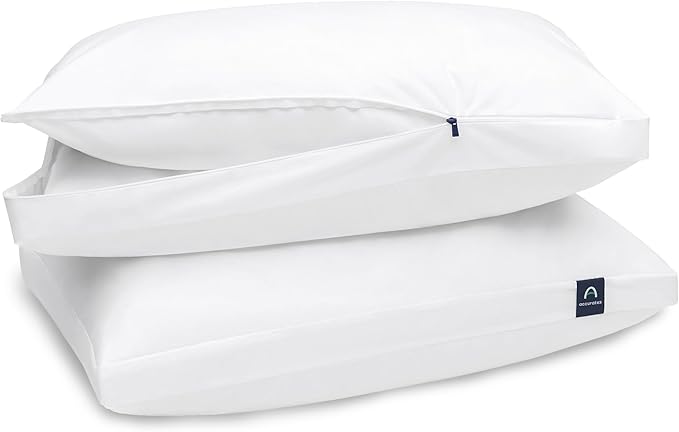 ACCURATEX Fluffy Pillow Cover, 100% Cotton Shell Filled with Down Alternative, Revive Old Flat Pillows, L Shaped Zipper Pillow Protector for Queen Size Pillow, Removable & Machine Washable