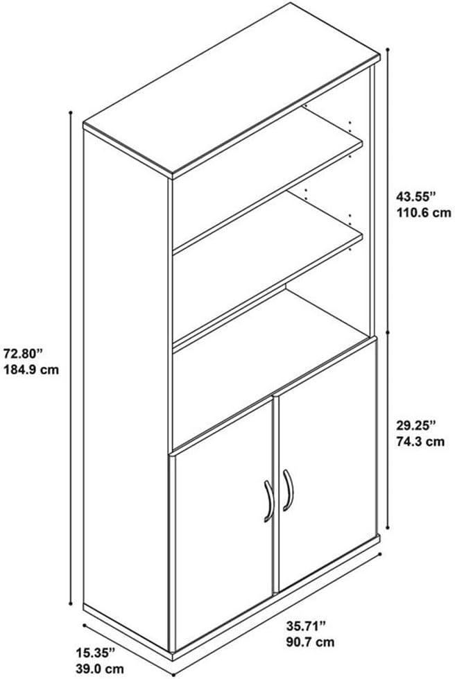 Bush Business Furniture Series C 36W 5 Shelf Bookcase with Doors in Hansen Cherry