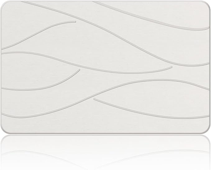 Stone Bath Mat Diatomaceous Earth Shower Mat Non-Slip Super Absorbent Diatomite Stone Bath Mats for Bathroom Floor Quick Drying Natural Easy to Clean(23.6''×15.4" White)