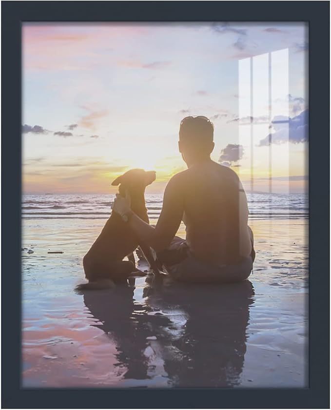 Renditions Gallery 11x14 inch Picture Frame High-end Modern Style, Made of Solid Wood and High Definition Glass Ready for Wall and Tabletop Photo Display, Navy Frame