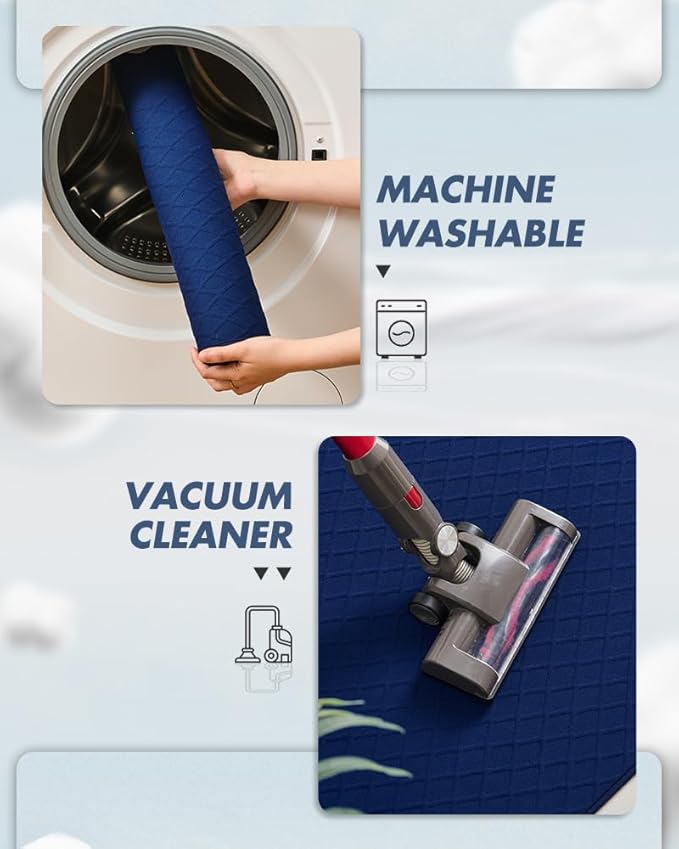 AMOAMI Ultra Thin Bathroom Rugs, Rubber Backed Bath Mats for Bathroom Non Slip, Absorbent Bathroom Mat for Floor, Shower, Sink(20"x 32", Blue)