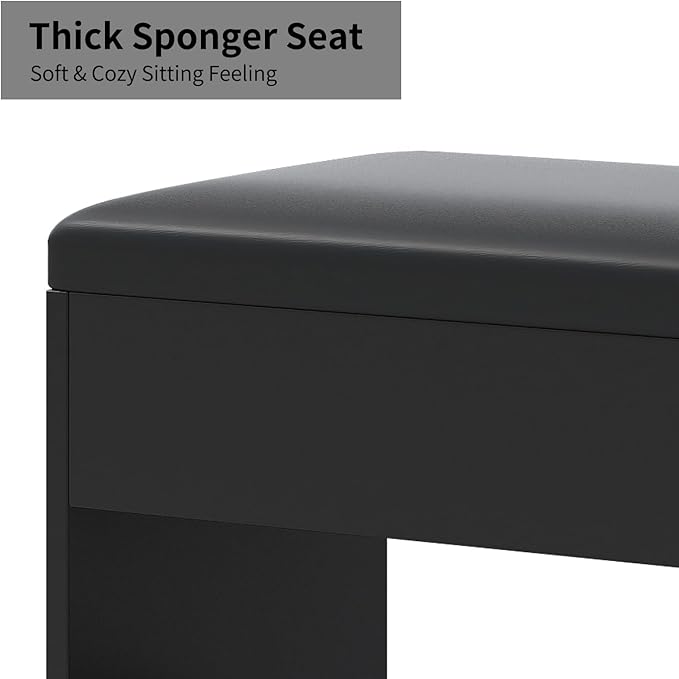 7 Drawers Fluted Vanity Desk with Charging Station, 47'' W Makeup Vanity with LED Lights and HD Mirror, 3 Lighting Modes Adjustable, Glass Top, Vanity Set for Bedroom, Black