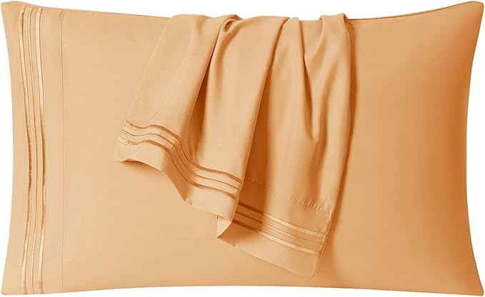 Clara Clark Bed Sheets, Premier 1800 Series 4 Piece Bed Sheet Set, Deep Pocket, Wrinkle, Fade, Stain Resistant, Luxury Soft Bedding Sheets & Pillowcases, Twin-XL, Apricot Orange
