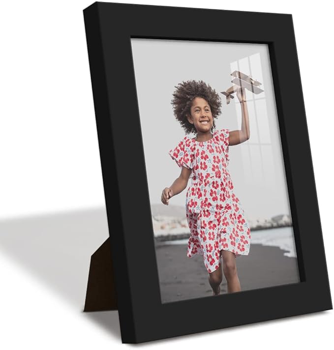 Renditions Gallery 5x7 inch Picture Frame High-end Modern Style, Made of Solid Wood and High Definition Glass Ready for Wall and Tabletop Photo Display, Black Frame
