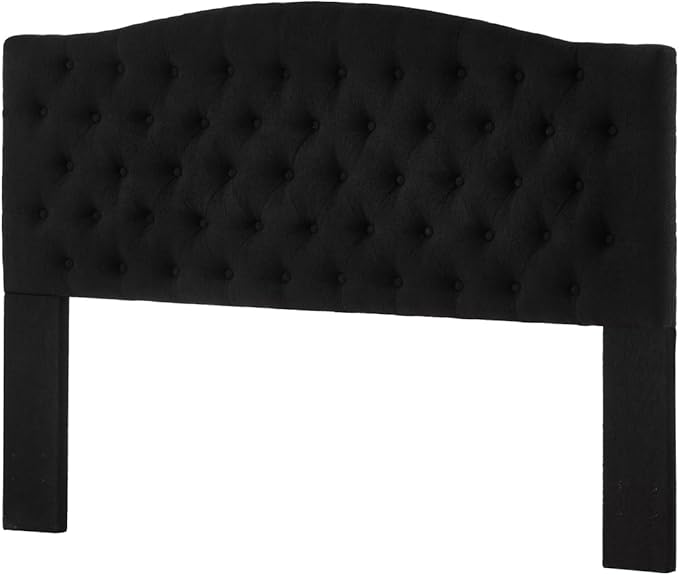 24KF Boucle Upholstered Tufted Button Queen Headboard and Comfortable Fashional Padded Queen/Full Size headboard,6025-Q-Boucle-Black
