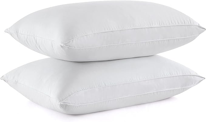 puredown® Goose Feather Down Sleeping Pillow Soft Bed Pillow for Sleeping with 100% Cotton Shell Set of 2 Queen Size