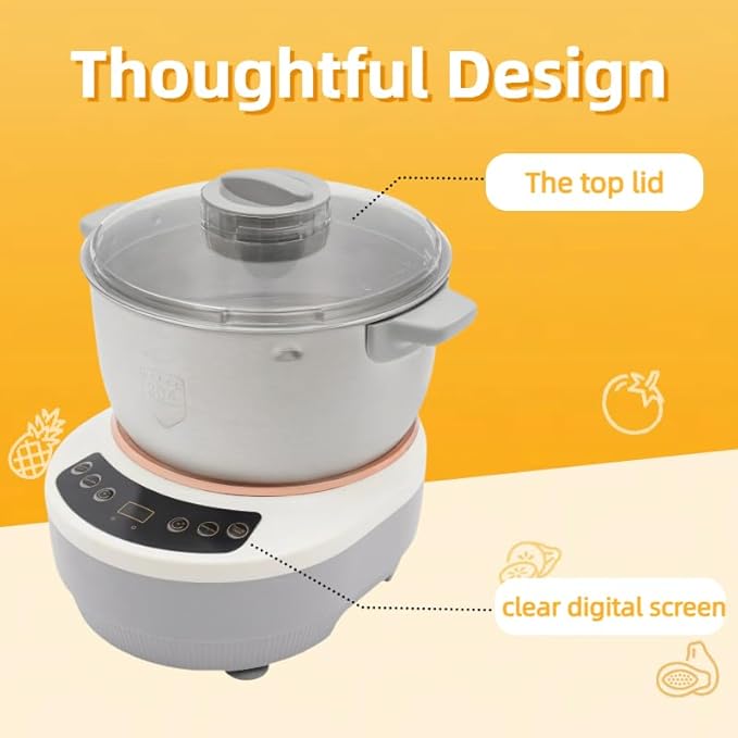 Electric Dough Maker with Ferment Function 5L/4.5QT Dough Mixer Machine, Automatic Stainless Steel Flour Kneading Machine with Microcomputer Timer, Tabletop Split Design Dough Mixer (Silver)