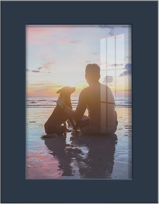 Renditions Gallery 3.5x5 inch Picture Frame High-end Modern Style, Made of Solid Wood and High Definition Glass Ready for Wall and Tabletop Photo Display, Navy Frame