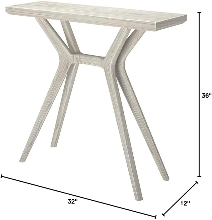 Plank+Beam Verso Console Table, 36 Inch Solid Wood Modern Sofa Table, Narrow Entryway Table for Hallway, Behind The Couch, Living Room, Foyer, Coastal White