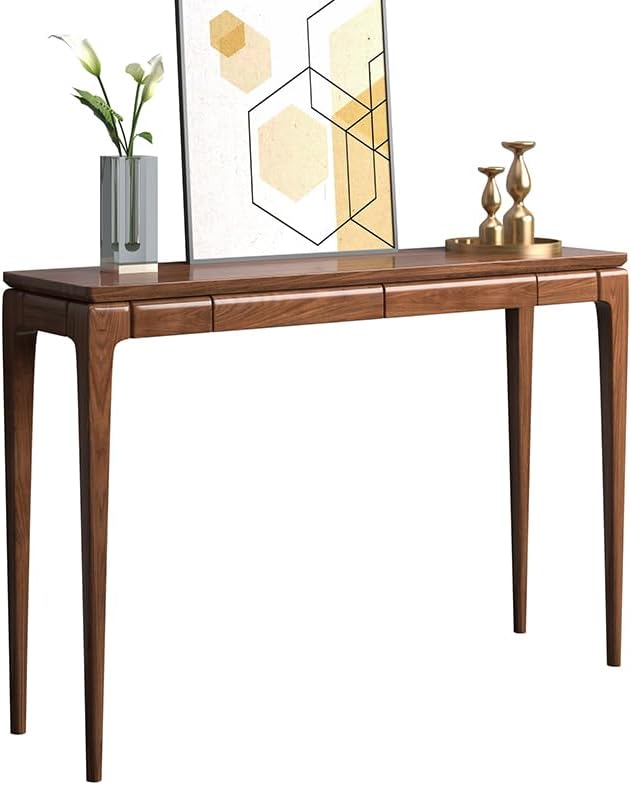 LITFAD Console Table Sleek Walnut Wood Hall Table with 2 Drawers Modern Simple Entrance Table for Hall Living Room Hotel - 1 Piece, 50" L x 14" W x 33.5" H