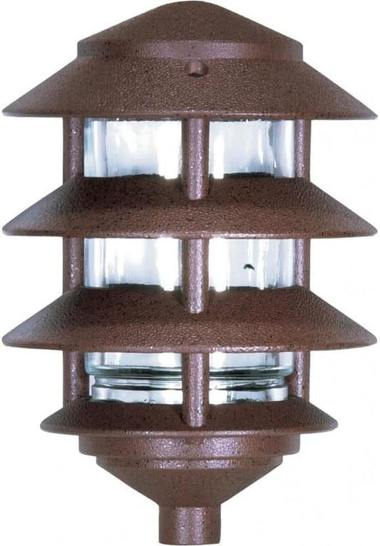 NUVO SF76/633 One 2 Louver Hood Outdoor Pagoda Landscape Pathway Light, 3 Tier-Small, Old Bronze