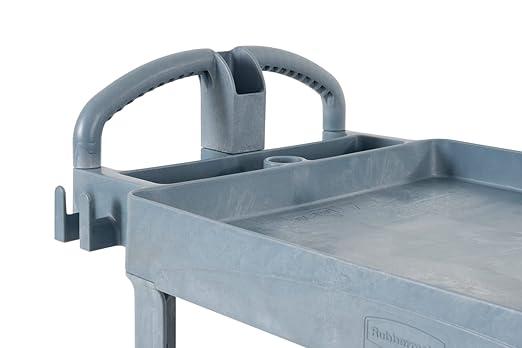 Rubbermaid Commercial Products BRUTE Heavy Duty 2-Shelf Utility/Service Cart, Large, Lipped Shelves, Ergonomic Handle, 750 lbs. Capacity, Black, for Warehouse/Garage/Cleaning/Maintenance/Stadiums