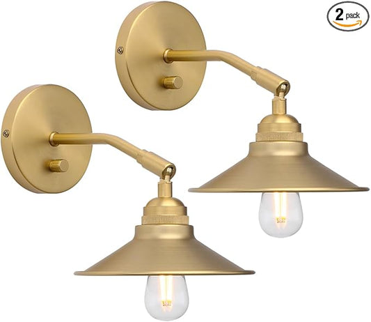 Yosoan Vintage Wall Sconce, 2-Pack Antique Dimmable Switch Industrial Metal Fixture Lighting Lamp for Living Room Kitchen Bathroom Bedroom Reading Room Bar Coffee Porch Gallery