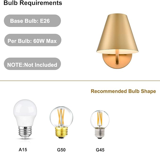 DIRYZON Modern Brass Wall Sconce Light,Metal Barn Wall Lights for Living Room Bedroom,Industrial Bathroom Wall Light Fixtures Wall Lighting