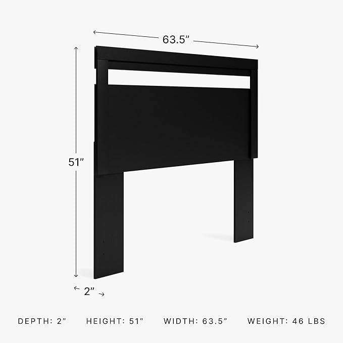 Signature Design by Ashley Finch Modern Headboard ONLY, Queen, Black