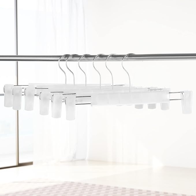 20 Pack Pants Hangers with Adjustable Non-Slip Clips Anti-Rust Hanging Hook for Trouser,Skirts,Jeans,Clothes Hangers Transparent