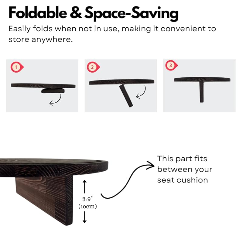 Sofa Tray – Wooden Foldable Sofa Tray Table For Seat Cushion, Perfect for Coffee & Remote Control, Solid Wood Sofa Tray Table, Solid Spruce Couch Table (Cape Town, Small 12")