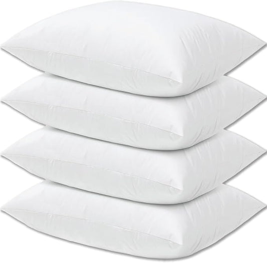 Hotel Collection Bed Pillows Standard Size Set of 4 Back Sleeper Pillow for Adults Stomach Kids Side Sleeping Medium Soft Plush Fluffy White 20x26 inches