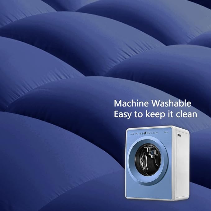 COONP Full Mattress Topper, Extra Thick Pillowtop, Cooling Plush Mattress Pad Cover Bed Topper Protector with 8-21 Inch Deep Pocket (Navy Blue, Full)