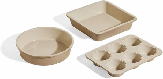 Our Place Wonder Oven Baker’s Kit – 3-Piece Toxin-Free Ceramic Nonstick Bakeware Set (8” Round, 8” Square, 6-Cup Muffin Pan) - Oven-Safe up to 450°F - Steam