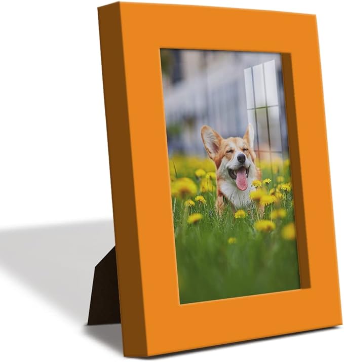 Renditions Gallery 3.5x5 inch Picture Frame High-end Modern Style, Made of Solid Wood and High Definition Glass Ready for Wall and Tabletop Photo Display, Orange Frame