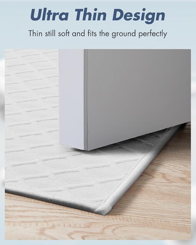 AMOAMI Bath-Mat, Ultra Thin Bathroom Mat Runner Rugs, Rubber Backed Bath Mats for Bathroom Non Slip, Absorbent Bath Rug for Bathroom Floor, Shower, Sink 2'x 4'(24" x 47") White