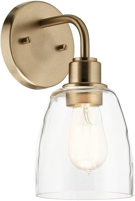 Kichler Meller 11.25 Inch Wall Light, 1 Light Exterior Wall Sconce in Champagne Bronze, (11.25" H x 5.5" W), 5100CPZ