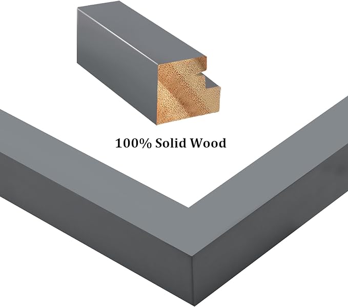 Egofine 8x10 Picture Frame Made of Solid Wood, Covered by Plexiglass for Pictures 4x6 or 5x7 with Mat or 8x10 Without Mat, Table Top Display and Wall Display Photo Frame, Dark Gray