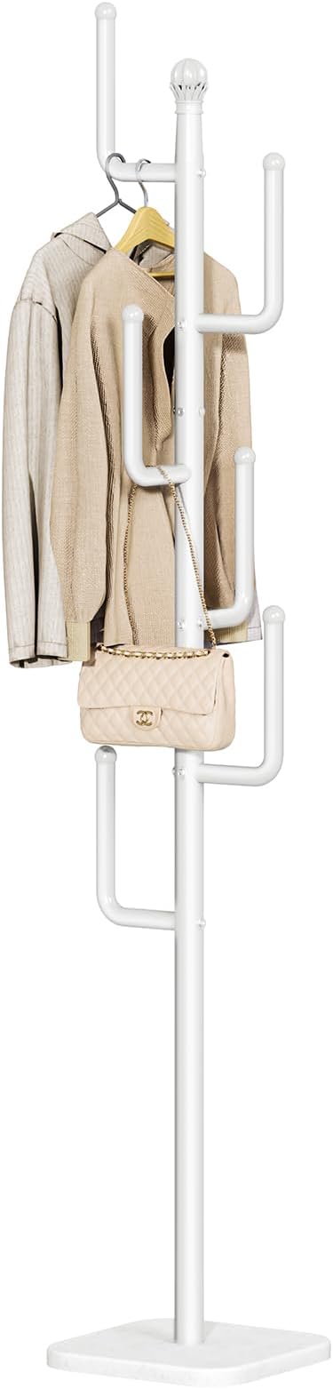 Yoobure Coat Rack Freestanding with Natural Marble Base - Cactus Coat Tree with 6 L-shaped Hooks, Heavy Duty Coat Hanger Stand, Metal Coat Rack Stand for Entryway, Hall Tree for Jacket/Hat/Clothes/Bag
