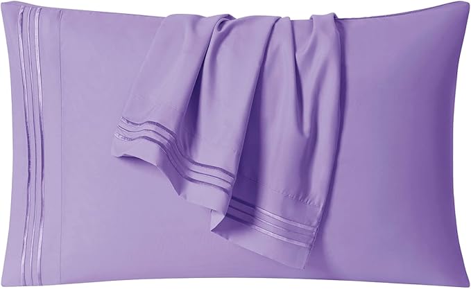 Clara Clark Bed Sheets, Premier 1800 Series 4 Piece Bed Sheet Set, Deep Pocket, Wrinkle, Fade, Stain Resistant, Luxury Soft Bedding Sheets & Pillowcases, Twin-XL, Lavender