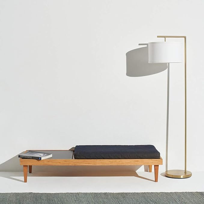 Brightech Montage Modern Floor lamp, LED Floor Lamp for Living Rooms & Offices - Tall Standing Lamp for Bedroom Reading - Corner Pole Lamp for Contemporary Home Decor - Gold, Antique Brass