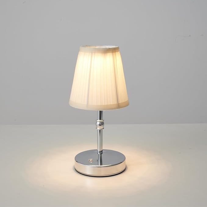 3000 mah Battery lamp,5W LED Small Touch Lamps,3 Color Temperature Dimmable Rechargeable Lamp,Cordless Lamp for Kitchen,Mini Lamps for Small Spaces (Chrome)