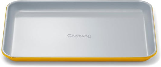 Caraway Nonstick Ceramic Small Baking Sheet (9x13”) – Non-Toxic, PTFE & PFOA Free – Oven Safe – Aluminized Steel Core – Mini Sheet Pan for Baking, Roasting & More - Marigold