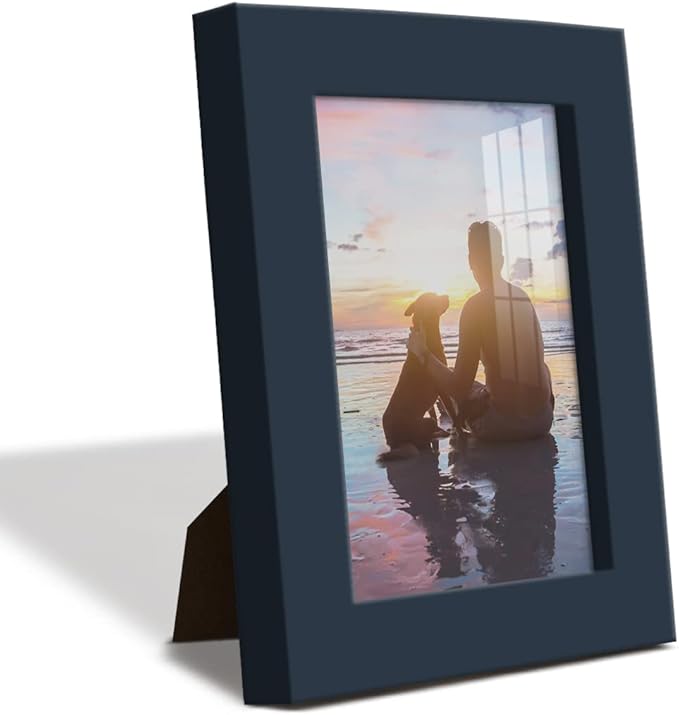 Renditions Gallery 3.5x5 inch Picture Frame High-end Modern Style, Made of Solid Wood and High Definition Glass Ready for Wall and Tabletop Photo Display, Navy Frame
