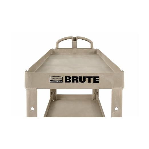 Rubbermaid Commercial 452088BG Heavy-Duty Utility Cart, Two-Shelf, 25 1/4w x 44d x 39h, Beige
