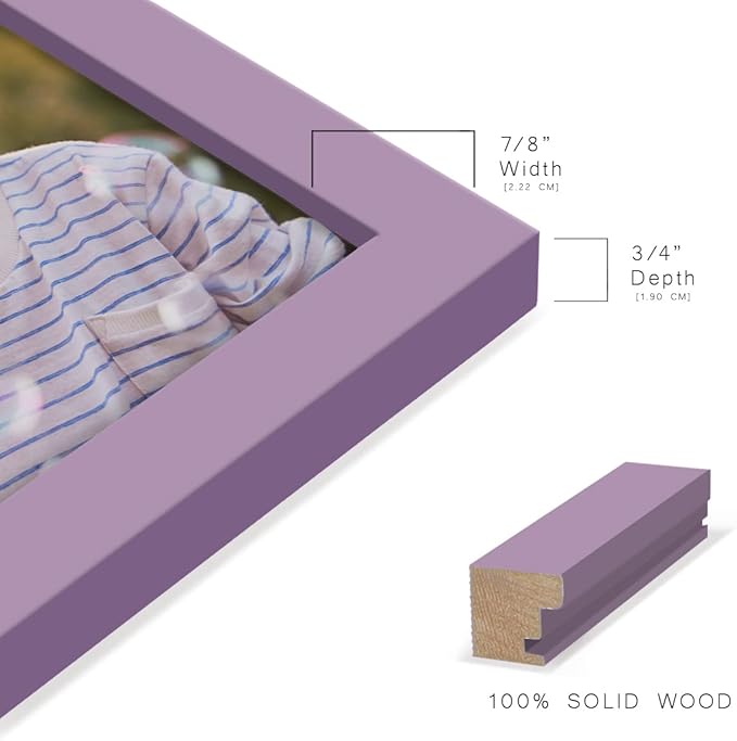 Renditions Gallery 6x8 inch Picture Frame High-end Modern Style, Made of Solid Wood and High Definition Glass Ready for Wall and Tabletop Photo Display, Violet Frame