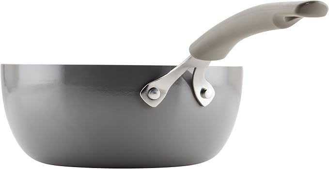 Rachael Ray Cook + Create Nonstick Saucier Pan/Saucepan, 3 Quart, Gray