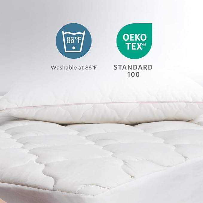 YATAS BEDDING Wool Mattress Protector, Mattress Cover with 100% Cotton Cover & Special Certificated Wool Filling, Bed Cover and Protector, (Twin XL Size - 18'' Depth)