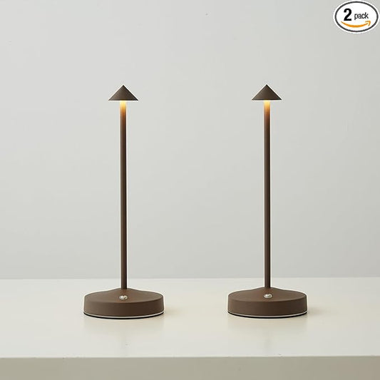 2 PACK Cordless Lamps,Battery Rechargeable Table Lamp,Portable Lamps,2 Level Brightness Dimmable Night Light,Minimalist Design,Cordless Table Lamps for Living Room/Restaurant/Couple Dinner(Rust)