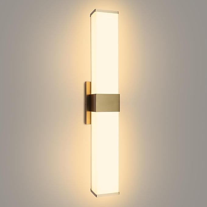 Kalium 24in Modern Wall Sconces, Dimmable Bathroom Vanity Lights, 3000K Warm White LED Indoor Sconces Lighting for Bathroom, Stairs, Living Room, Bedroom. Hardwired.