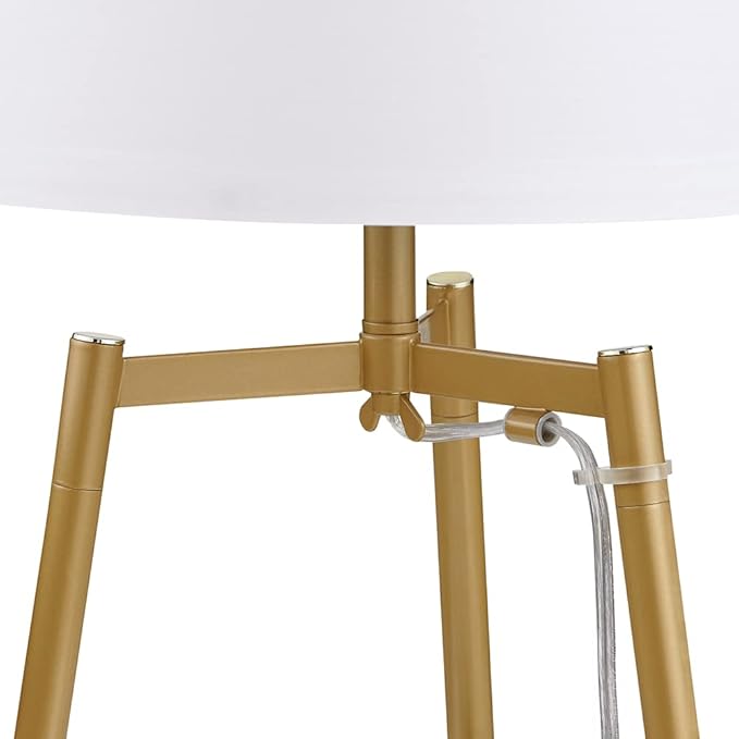 Floor Lamp, Standing Reading Light with Shelves and Fabric Shade, Modern Tall Pole Lamp, Accent Furniture Décor Lighting for Living Room, Bedrooms (Gold, 4-Tier)