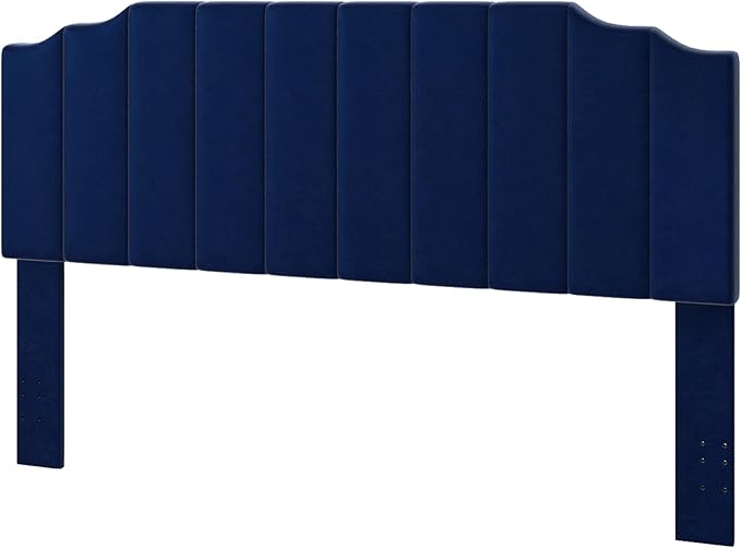 King Size Headboard Only, Velvet Wall Mounted Headboard King for Adjustable Bed Modern Upholstered Head Board Easy Assembly, Navy Blue