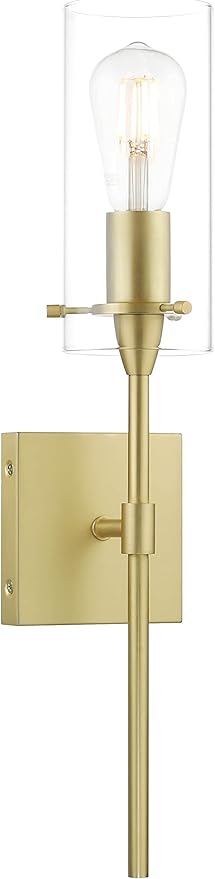 XiNBEi Lighting Brass Wall Sconce Set of 2, Modern Single Bathroom Sconces Wall Lighting Indoor Sconce Bathroom Lighting for Bedroom Vanity & Living Room