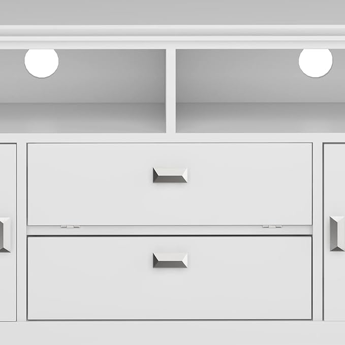 SIMPLIHOME Artisan SOLID WOOD 72 Inch Wide Contemporary TV Media Stand in White for TVs up to 80 Inches, For the Living Room and Entertainment Center